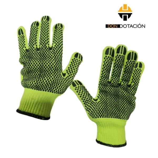 Guantes Hilaza PVC 2 Caras Verde Neon