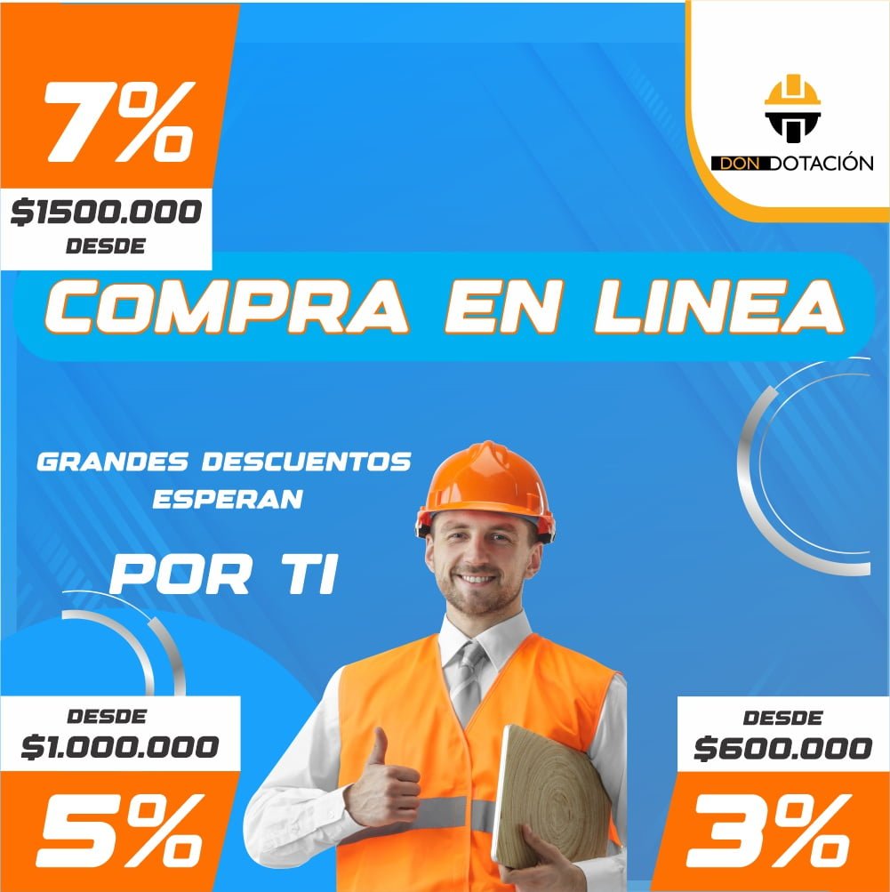 Productos al por mayor de dotación industrial, EPP, ferretería y primeros auxilios. Protege a tus empleados con nuestra amplia selección versión movil